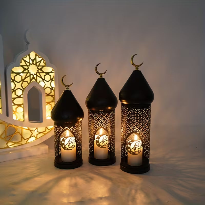 Noor Minaret Lykta i Smidesjärn/Gjutjärn – Svart & Guld (Välj storlek S/M/L)