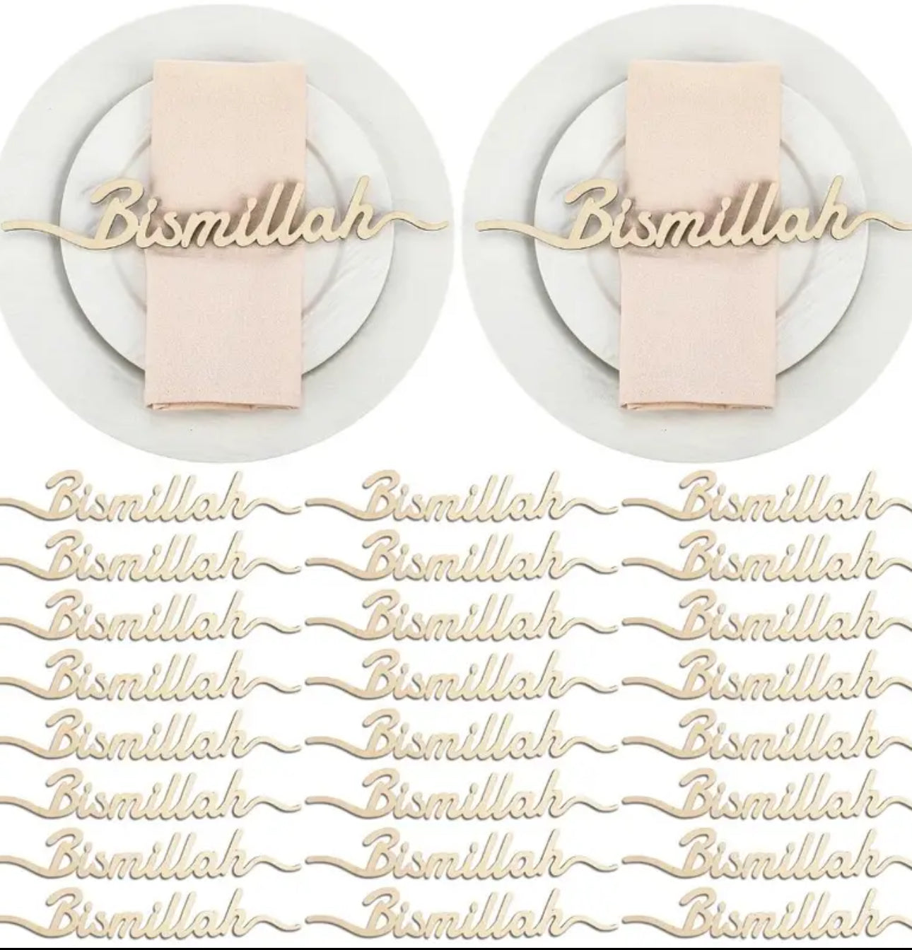 Bismillah bordsdekoration i trä (12 pack)