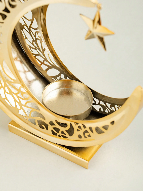 Noor Halvmåne Ljusstake – Guld & Svart